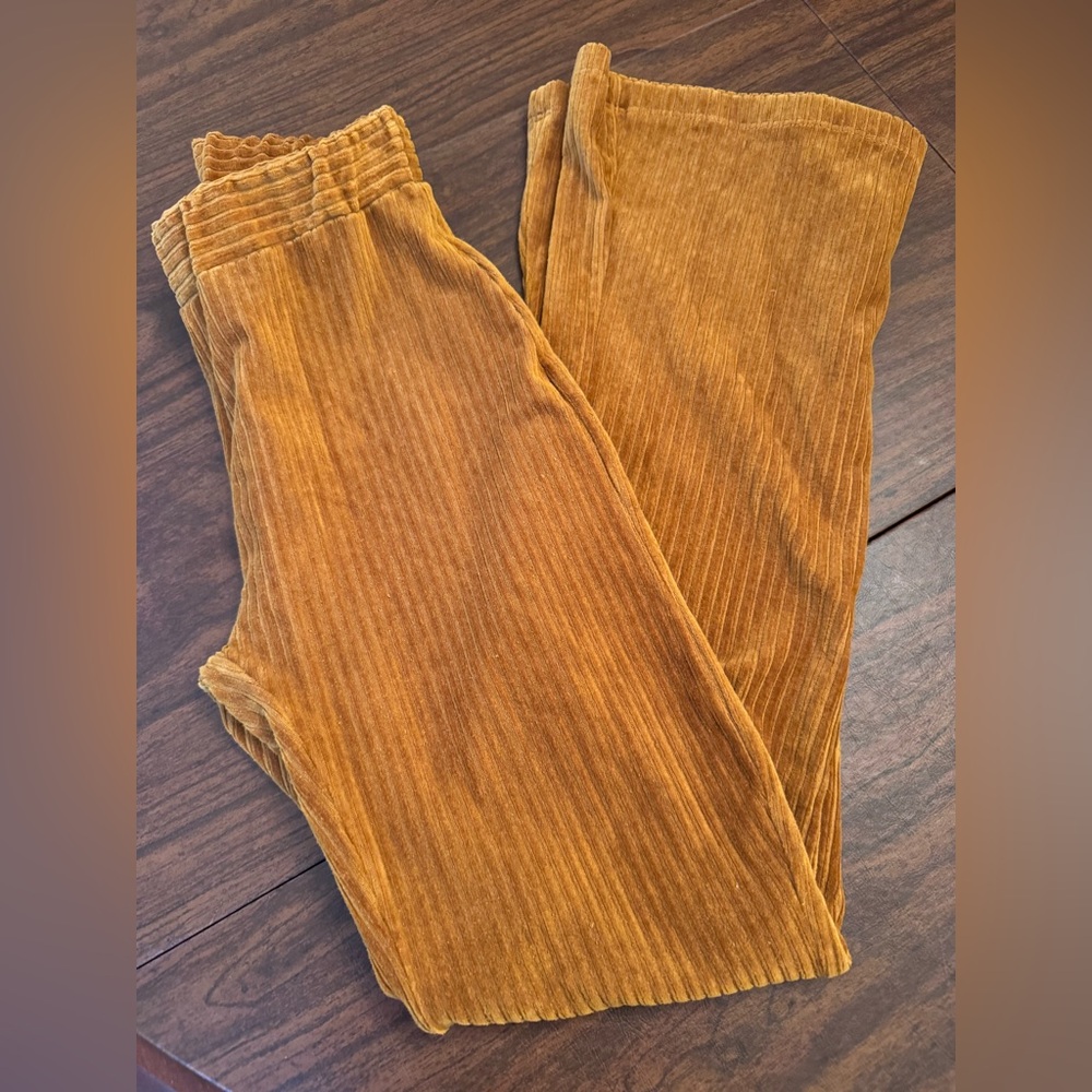 Urban Outfitters Velour Corduroy Ribbed Rust colored Bell bottom Pants Slacks XS - Picture 2 of 9